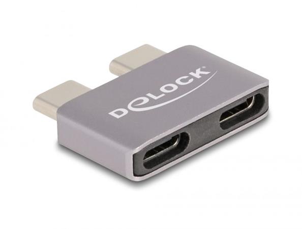 Delock Adaptr USB 40 Gbps USB Type-C ze 2 x zstrkovch port na 2 x zsuvkov, k ochran port, kovov