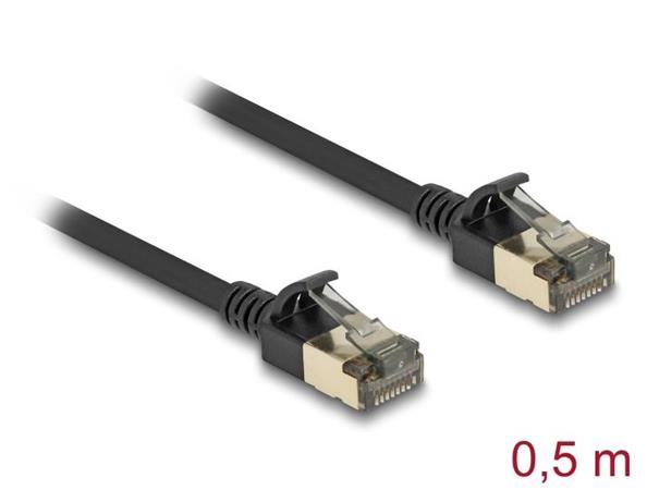 Delock Sov kabel RJ45 Cat.8.1, F/FTP Slim Pro, 0,5 m, ern