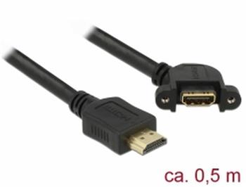Delock Kabel HDMI-A samec > HDMI-A samice montn panel 110 pravohl 4K 30 Hz 0,5 m