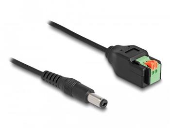 Delock Stejnosmrn kabel, 2,1 x 5,5 mm, ze zstrky na svorkovnicov adaptr s tlatkem, 15 cm
