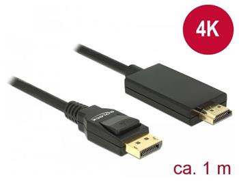 Delock Kabel Displayport 1.2 samec > High Speed HDMI-A samec pasivn 4K 1 m ern