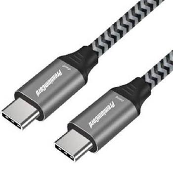PremiumCord Kabel USB-C M/M, 100W 20V/5A 480Mbps bavlnn oplet, 1,5m