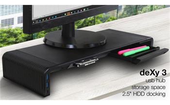 EVOLVEO deXy 3 HDD, podstavec pro monitor s HDD rmekem,2x USB, USB-C
