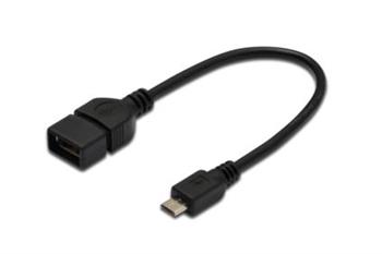 Digitus Adaptrov kabel USB 2.0, OTG, typ micro B - A , 0,2m