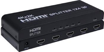PremiumCord HDMI splitter 1-4 porty, kovov pouzdro, 4K, FULL HD, 3D