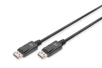 Digitus Pipojovac kabel DisplayPort 1.2, DP M/M, 3,0 m, se zpadkou, Ultra HD 4K, bl