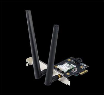 ASUS PCE-AX3000, AX3000 Dvoupsmov PCI-E Wi-Fi 6 (802.11ax). Podpora 160MHz, Bluetooth 5.0, zabezpeen st WPA3,OFDMA