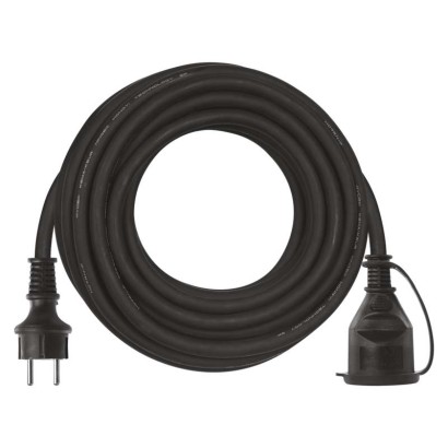 Vonkajší predlžovací kábel 10 m / 1 zásuvka / čierny / guma-neoprén / 230 V / 2,5 mm2 