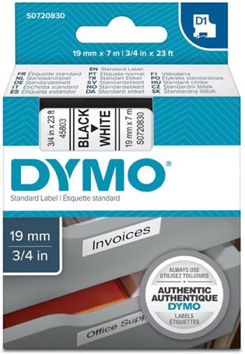 pska DYMO 45803 D1 Black On White Tape (19mm)