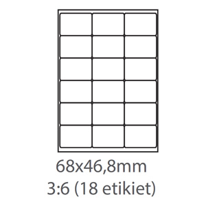 etikety samolepiace 68x46,8 univerzlne biele 18ks/A4 (100 listov A4/bal.)