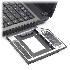 montážny rámik pre 2,5' SATA HDD do 5,25' šachty (napr. do notebooku namiesto DVD mechaniky), GEMBIRD