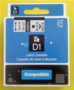 kompatibiln pska pre DYMO 45021 D1 White On Black Tape (12mm)