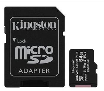 Pamäťová karta Kingston Canvas Select Plus microSDXC 64GB Class 10 UHS-I 100/10 MB/s (+ adaptér) 