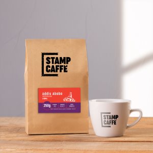 Kva Stamp Caff - Addis Ababa; Odrodov kva - Etipia zrnkov 100% Arabica 250g 