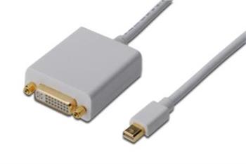 Digitus kabelov adaptr DisplayPort, mini DP - DVI (24 + 5) M / F, 0,15 m, kompatibiln s DP 1.1a, CE, wh