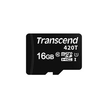 Transcend 16GB microSDHC420T UHS-I U1 (Class 10) 3K P/E pamov karta, 95MB/s R, 70MB/s W, ern, tray balen