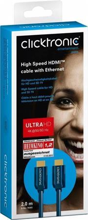 ClickTronic HQ OFC kabel HDMI High Speed s Ethernetem, zlacen, 4K@60Hz, 2m