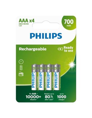 Philips dobjec baterie AAA 700mAh, NiMH - 4ks
