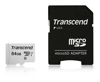 Transcend 64GB microSDXC 300S UHS-I U1 (Class 10) pamov karta (s adaptrem) 