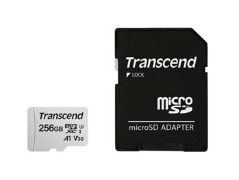 Transcend 256GB microSDXC 300S UHS-I U3 V30 A1 (Class 10) pamov karta (s adaptrem), 95MB/s R, 40MB/s W
