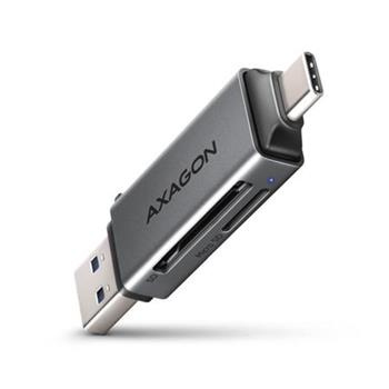 AXAGON CRE-DAC, USB-C + USB-A, 5 Gbps - MINI teka karet, 2-slot & lun SD/microSD, podpora UHS-I