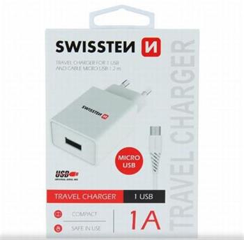 SWISSTEN S͍OV ADAPTR SMART IC 1x USB 1A POWER + DATOV KABEL USB / MICRO USB 1,2 M BL