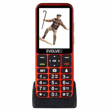 EVOLVEO EasyPhone LT, mobiln telefon pro seniory s nabjecm stojnkem (erven barva)