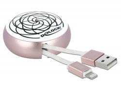 Delock Zatažitelný kabel rozhraní USB 2.0 Typu-A na Lightning™, osmipinový, bílý / svetle ružový