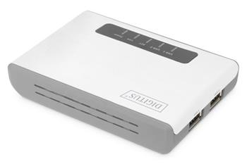 DIGITUS 2portov bezdrtov multifunkn sov a tiskov server USB 2.0, 300 Mb / s