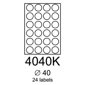 etikety RAYFILM 40mm kruh univerzlne biele R01004040KA (100 list./A4)