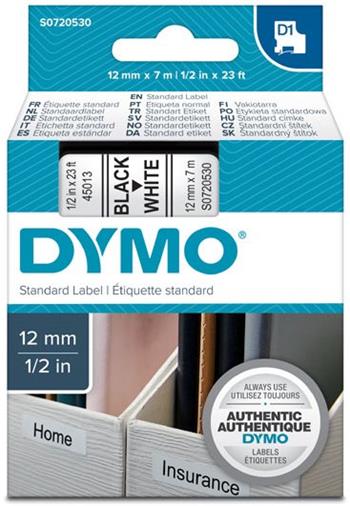 pska DYMO 45013 D1 Black On White Tape (12mm)