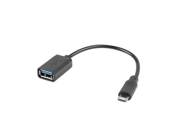 LANBERG USB Micro (M) 2.0 na USB-A(F) adaptr kabel 15CM ern OTG 