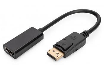 Digitus Adaptrov kabel DisplayPort, DP - HDMI typ A M / F, 0,15 m, s blokovnm, kompatibiln s DP 1.1a, CE, bl