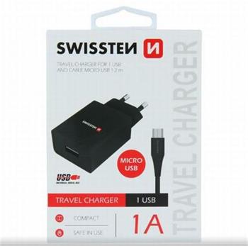 SWISSTEN S͍OV ADAPTR SMART IC 1x USB 1A POWER + DATOV KABEL USB / MICRO USB 1,2 M ERN