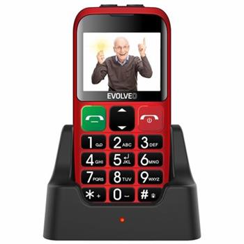 EVOLVEO EasyPhone EB, mobiln telefon pro seniory s nabjecm stojnkem (erven barva)