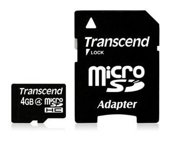 Transcend 4GB microSDHC (Class 4) pamov karta (s adaptrem)
