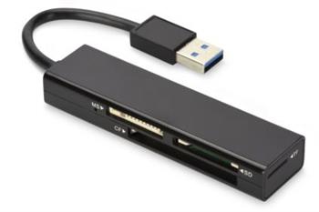 Ednet USB teka karet 3,0, 4-port Podporuje MS, SD, T-Flash, CF formty ern