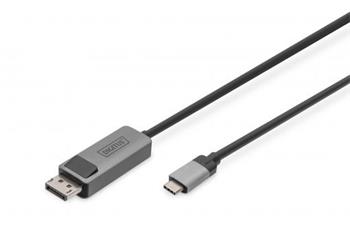 DIGITUS 8K@30Hz. USB type C na DP, Adaptrov kabel HBR3, hlinkov pouzdro, ern 2m