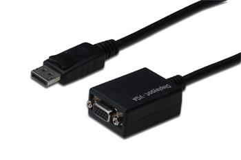 Digitus kabelový adaptér DisplayPort, DP - HD15 M / F, 0,15 m, s blokováním, kompatibilní s DP 1.1a, CE, bl