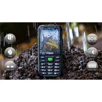 EVOLVEO StrongPhone W4, vodotsn odoln Dual SIM telefon, erno-zelen
