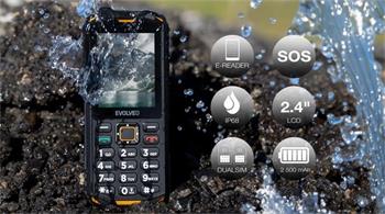 EVOLVEO StrongPhone X5, vodotsn odoln Dual SIM telefon, erno-oranov