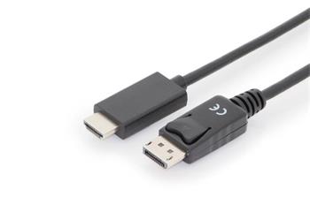 Digitus kabelov adaptr DisplayPort, DP - HDMI typu A, M / M, 1,0 m, s blokovnm, DP 1.2_HDMI 2.0, 4K / 60Hz, CE, bl