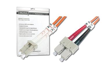 DIGITUS Fiber Optic Patch Cord, LC to SC, Multimode 50/125 , Duplex Length 2m OM2