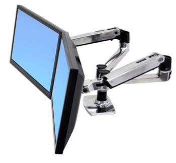 ERGOTRONLX SIDE BY SIDE DUAL ARM, Polished Aluminum, stojan stoln pro 2LCD max 24