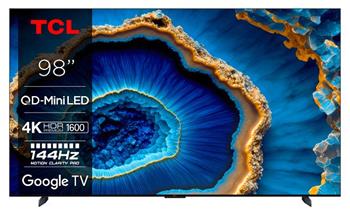 TCL 98C805 TV SMART Google TV QLED/248cm/4K UHD/4000 PPI/144Hz/Mini LED/HDR10+/Dolby Vision/Atmos/DVB-T2/S2/C/VESA