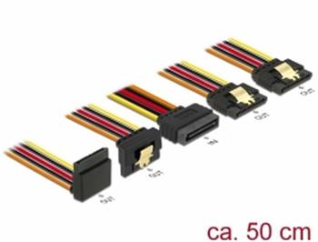 Delock Kabel SATA 15 pin napjec samec s aretac > SATA 15 pin napjec samice 2 x pm / 1 x dol / 1 x nahoru 50 cm