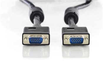 Digitus VGA Monitor connection cable, HD15 M/M, 15.0m, 3Coax/7C, 2xferrite, bl