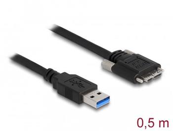 Delock Kabel USB 3.0 Typ-A samec na Typ Micro-B samec se roubky 0,5 m