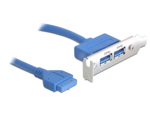 Delock zslepka 1x intern 19pin USB 3.0 > 2 x USB 3.0-A samice extern - low profile