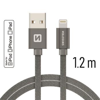 SWISSTEN DATA CABLE USB / LIGHTNING MFi TEXTILE 1,2M GREY